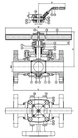 L Port T Port Trunnion Ball Valve High Precision With ISO Mounting Pad 3 Way
