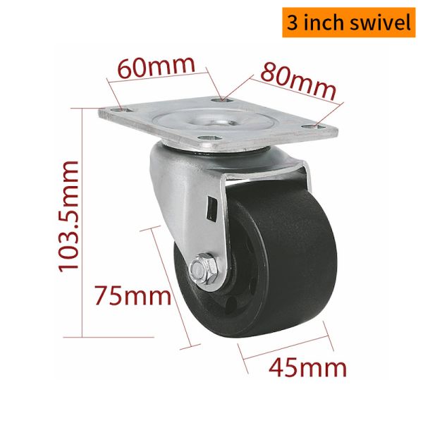 EDL 2Inch Plate Equipment Casters M623P-03 By Rigid Swivel Brake Load 180kg