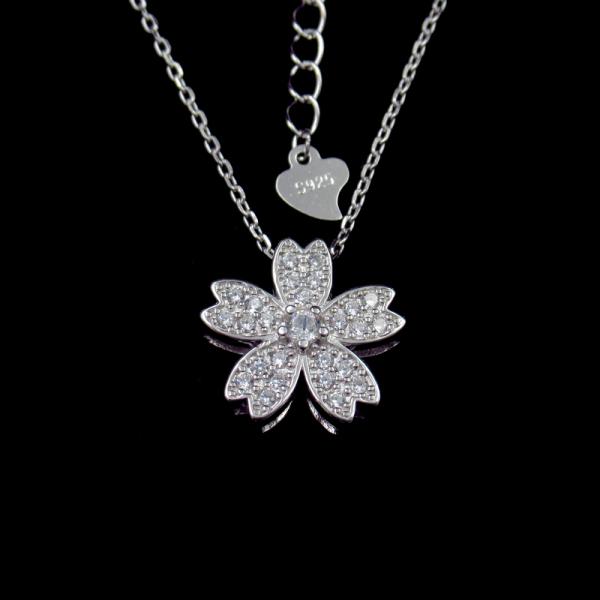 Romantic Sample Design White Rose Jewelry / AAA Zircon Jewelry Silver Necklace