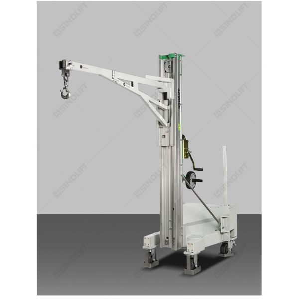 BS01 Balanced Counterweight Manual Hand Winch Crane 150kg, Mobile Floor Crane with Counterweight & Swivel Hook, for Warehouse Workshop Construction