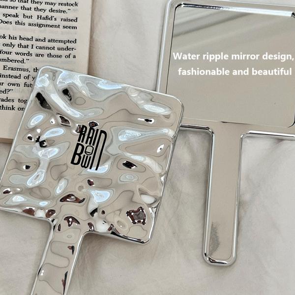 Everyday Customized Handle Hand Mirror Logo Custom Small Glitter Silver Makeup Mirrors