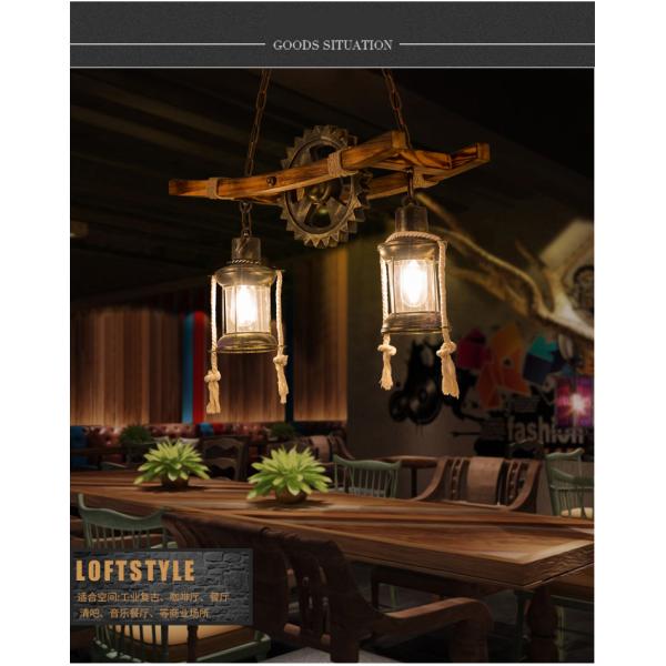 American Design Glass Chandelier Retro Cafe Wooden Lamp Gear Industrial rectangle chandelier(WH-VP-71)