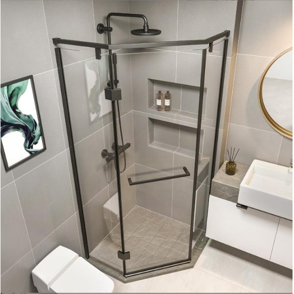 Sleek Bevel Edge Glass Corner Shelf for Bathroom Shower Enclosure Room in Electroplate