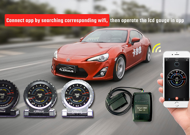 Всеобщая алюминиевая рамка OBD2 Rpm калибрует голубой тахометр датчика LCD автоматический