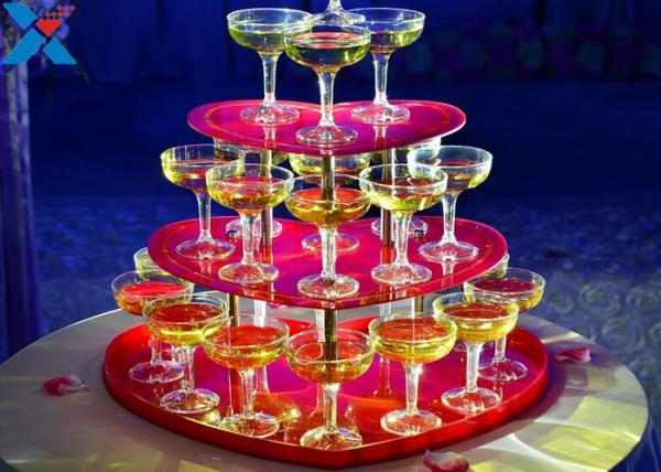 Party Acrylic Wine Rack , 3 Layers Acrylic Champagne Tower For Wedding