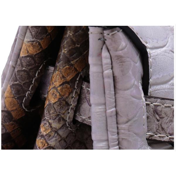 Platinum Sloping Across Single Shoulder Bag Snake Pattern Cow Leather