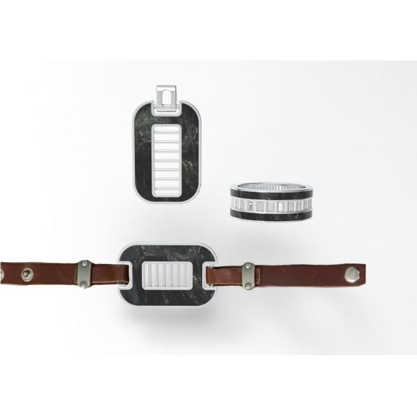 Men's Carbon Fiber Jewelry Set Ring And Pendant Set Stainless Steel Bracelet