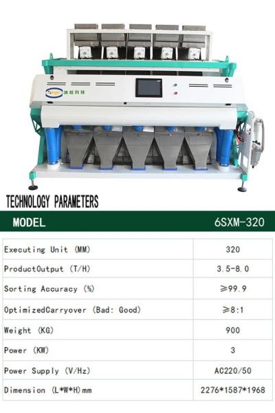 Food Processing Industries Rice Color Sorter With Two CCD Cameras
