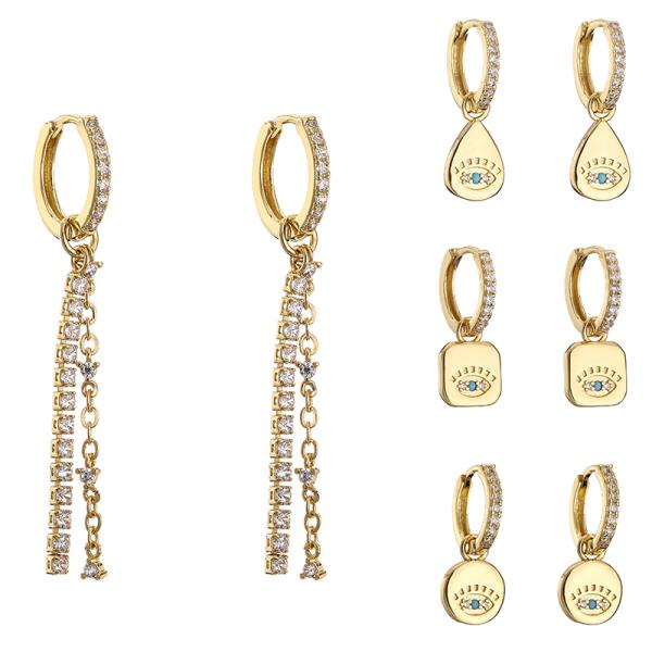 Gold Plated Rhinestone Hoop Earrings