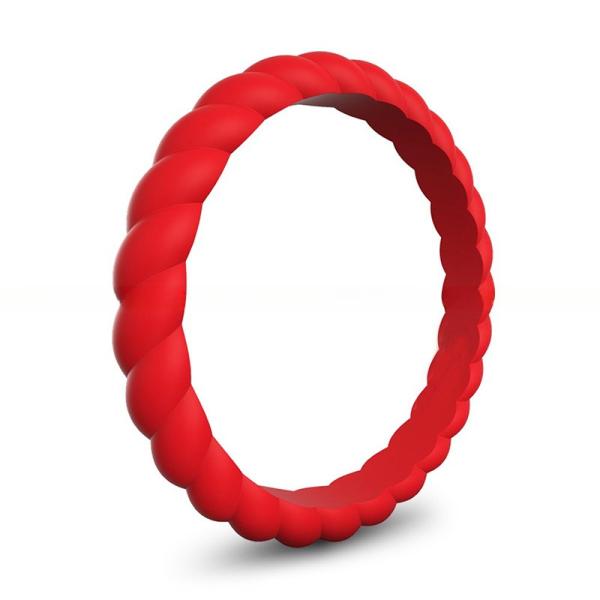 3mm Thin Braided Wedding Silicone Ring Thin Stackable for Women