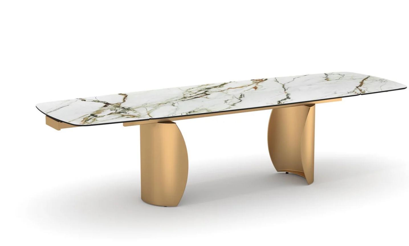 Luxury Modern Expandable Dining Room Table Adjustable Sintered Stone Marble Top Extendable Dining Table