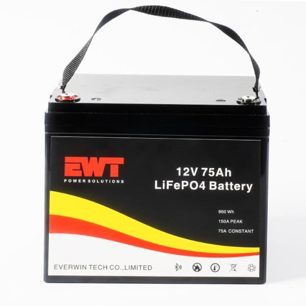Bateria recarregável de lítio de 12 V solar LiFePO4 Bateria recarregável de lítio de 12,8 V 75 Ah IFR32700 Bateria de lítio ferro fosfato