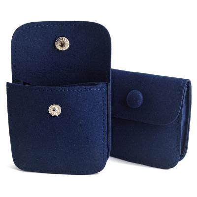 Botão de pressão Soluções de embalagem personalizada Anel brinco Bolsa de armazenamento Embalagem Microfibra azul