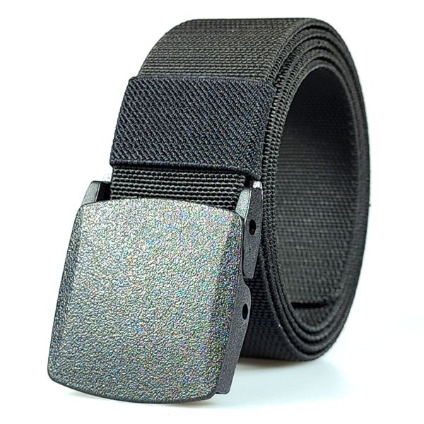 DANSKY Custom Logo Fabric Belt with Heat Cut Tail Plate Flip Buckle Elastic Stretchy Nylon Webbing Belt
