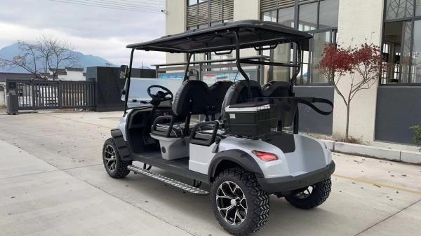 Carrinho de golfe de 4 lugares Bateria de chumbo ácido Suspensão independente Caça elétrica