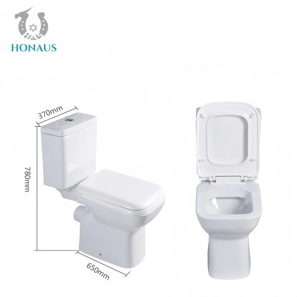 Modern Two Piece Toilet Bowl 780*370*650mm Best White Ceramic Dual Flush S/P Trap