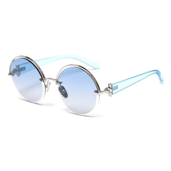 Cut Half Frame UV400 Hollow Round Polarized Sunglasses Female Ins Net Celebrity Street Fashion