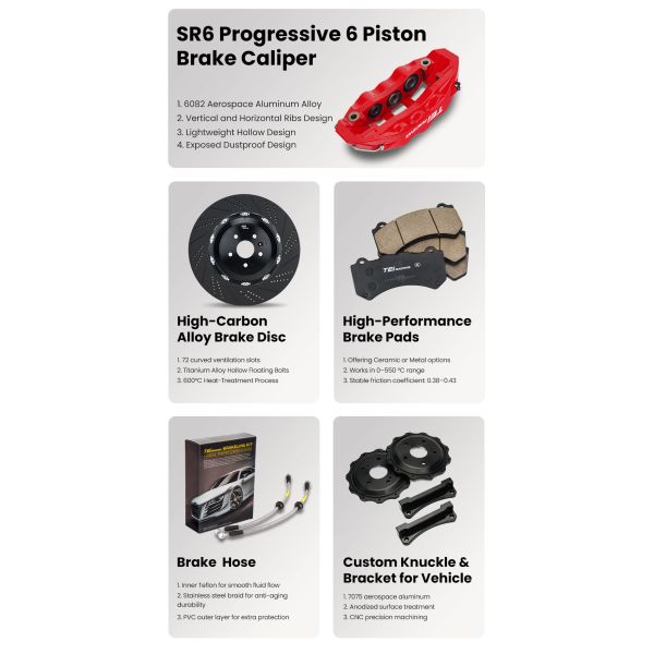 TEI Brake Caliper SR6 performance car parts 6 Piston BBK R17 R18 Car Wheel Upgrade Brake Kit for Ford Bronco