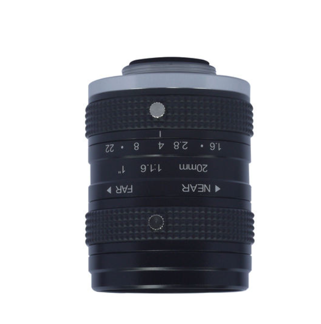 Machine Vision Lens 5MP 20mm F1.6-F22 1 C-Mount Manual Iris Fixed Focus Industrial Lens