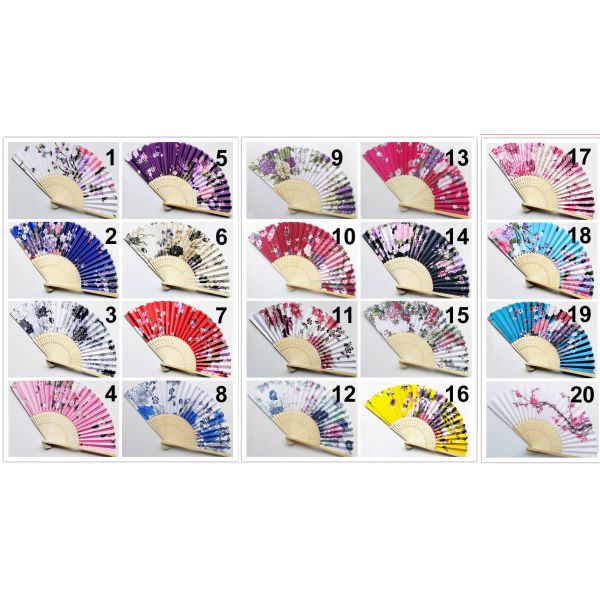 Custom Personalized 21cm Japanese Satin Fabric Bamboo Gold Flower Hand Folding Fan for Promotion Gift