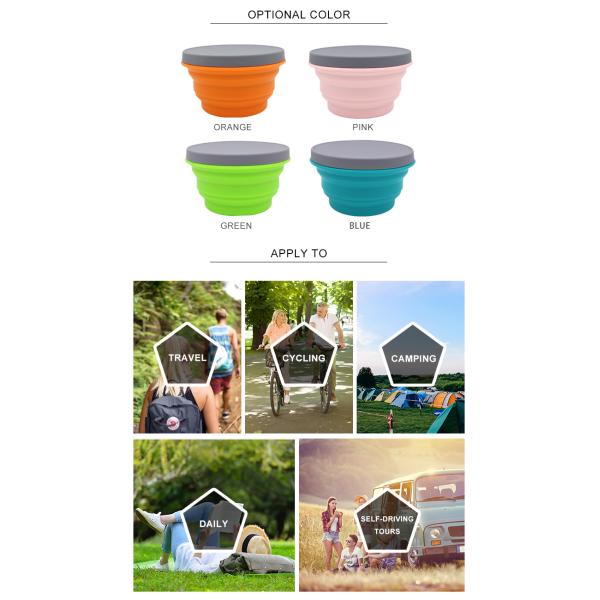 1000ml Food Storage Portable Collapsible Travel Foldable Silicone Bowl With Custom Logo