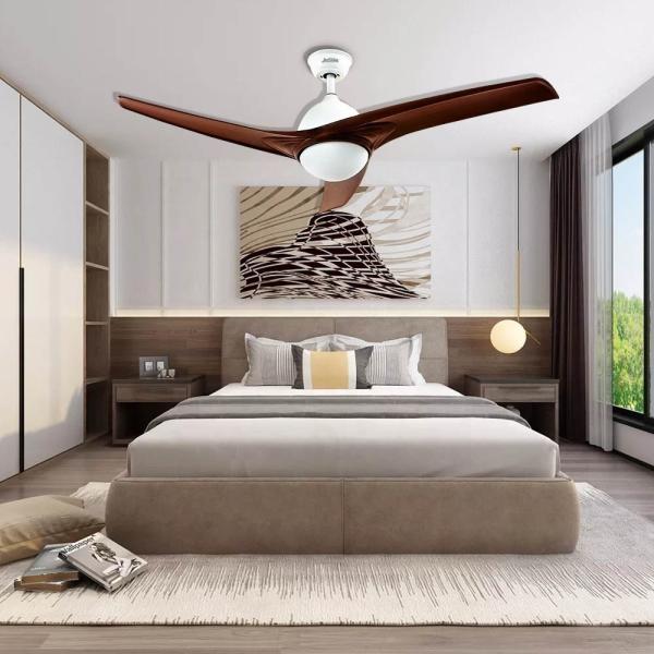 Ventilador de teto LED com luz 1stshine Controle de parede sem fio de motor silencioso DC clássico moderno