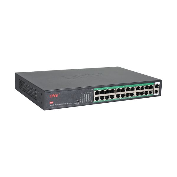 Unmanaged mode 24-port PoE switch plug-and-play design for Gigabit uplink networking