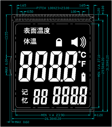 Дисплей этапа RGB TN LCD для ультракрасного термометра
