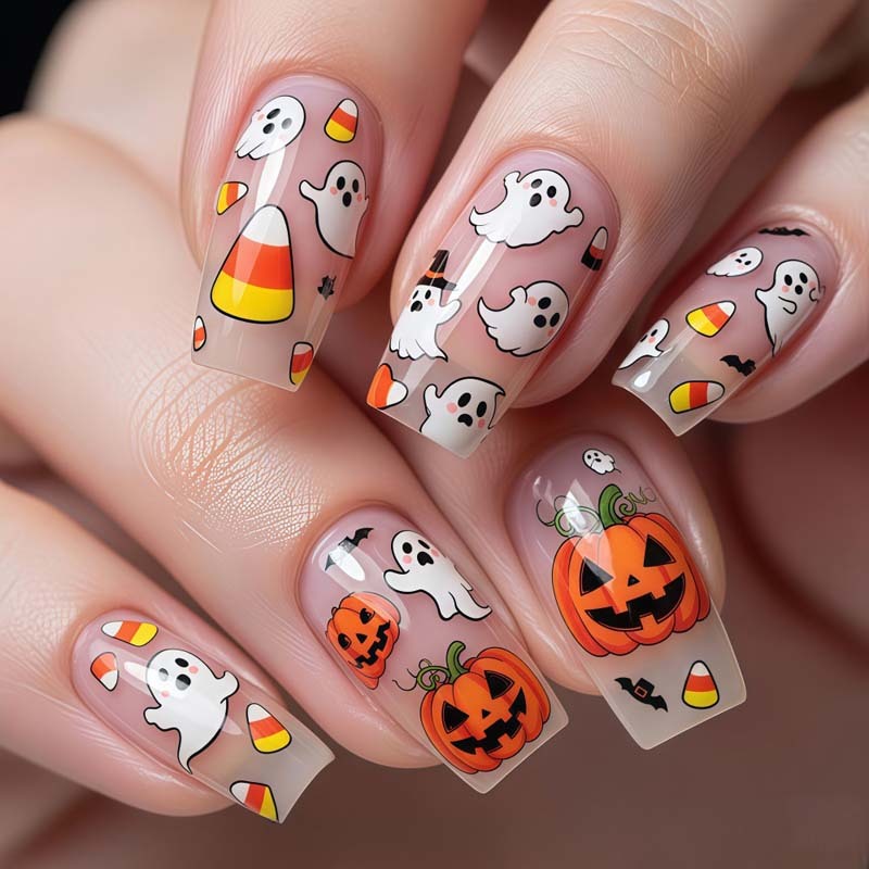 Wholesale Halloween Holiday False Nails Cute Ghost Pumpkin For Holiday