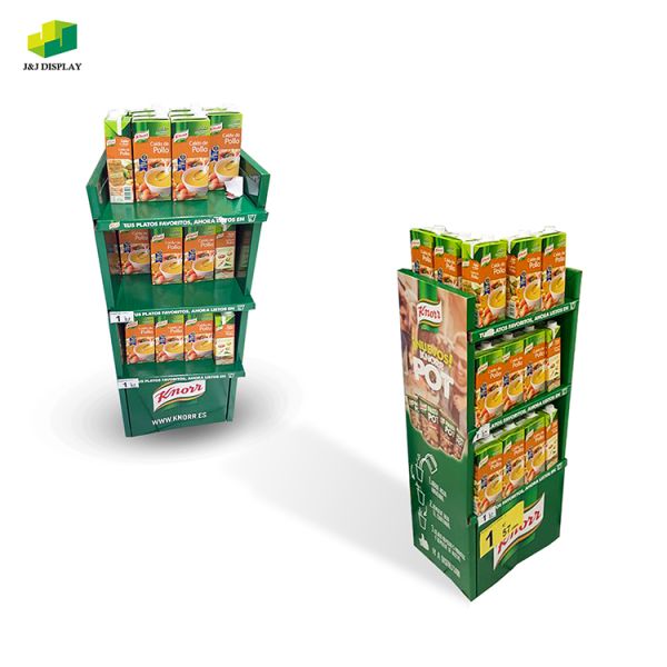 Knock Down Display Corrugated Standing Pegboard Display For Food Or Daily Supplies
