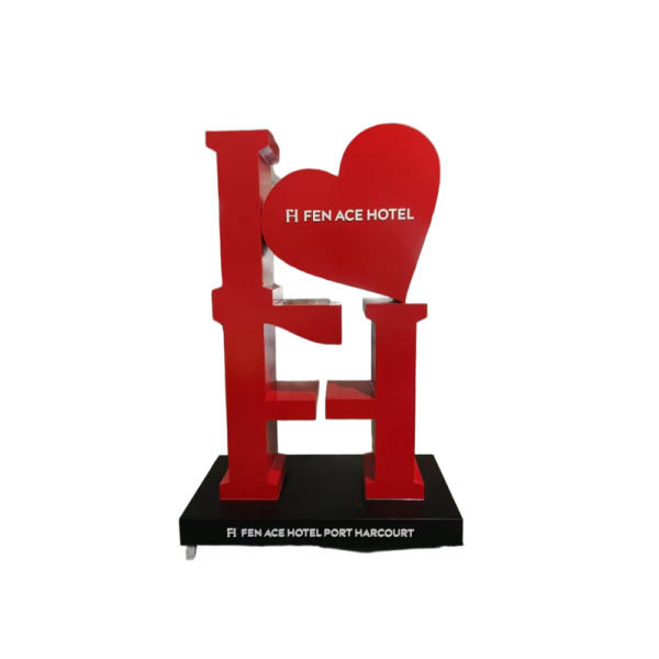 Red Stainless Steel Outdoor Sculpture Metal Letter Sculptures
