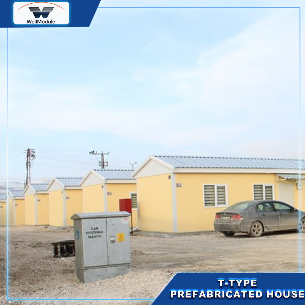 Durable T Type Temporary Prefabricated House with Light Steel Frame for Worker Dormitory, Office and Emergency Accommodation