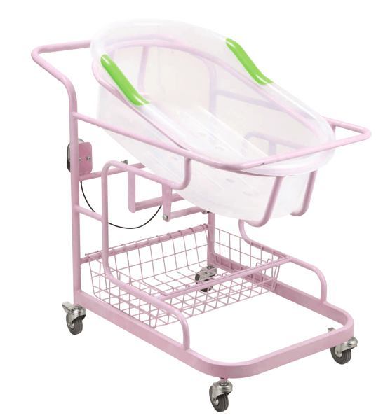powder coated Steel Hospital Infant Bassinet Baby Trolley Bed Crib Anti Bacterial