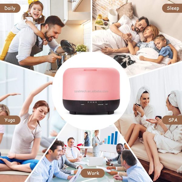 Remote Control 500ml Aromatherapy Essential Oil Diffuser with LED Light Air Humidifier for Office Home Study Yoga Spa