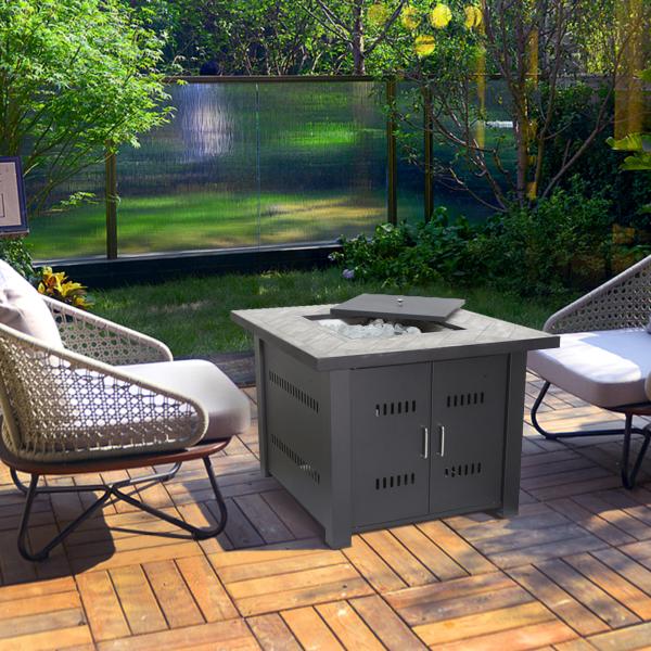 Propane Butane Gas Square Fire Pit 40000BTU Stainless Steel