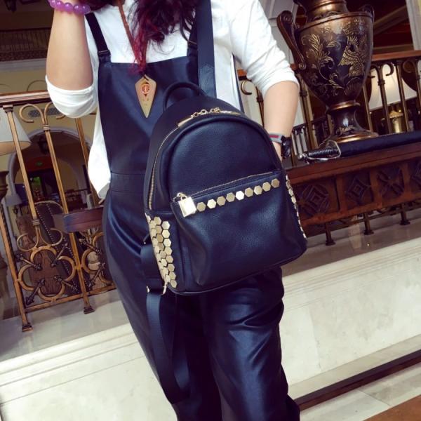 High-Grade Pu Backpack Bags With Leather Rivet Lovely Mini Backpack
