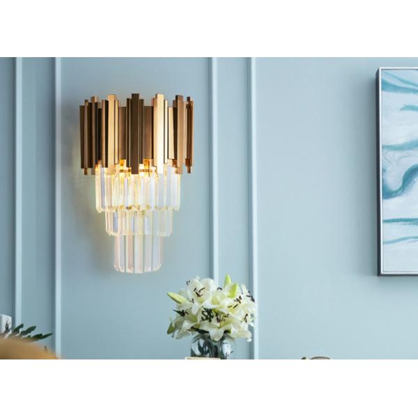 Lampe murale de luxe en métal doré moderne Lampe murale en fer cristallin int