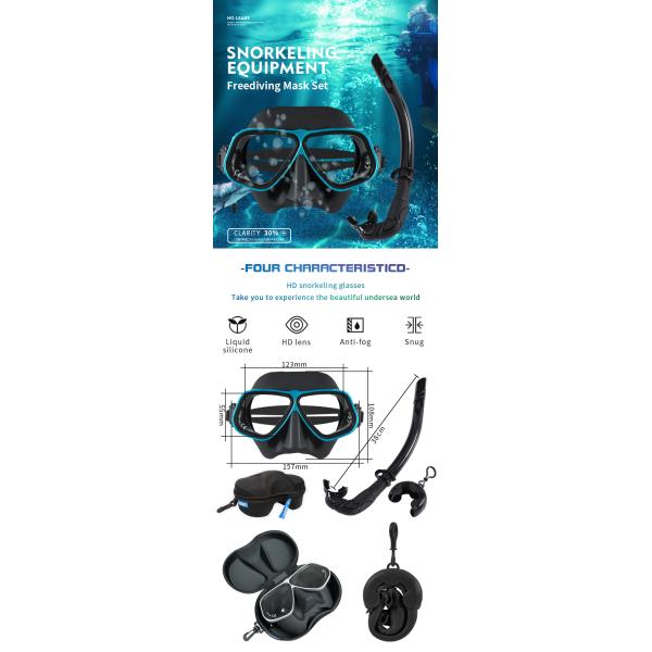 Rubber Diving Prescription Mask Snorkel Goggles Set ROHS Certified