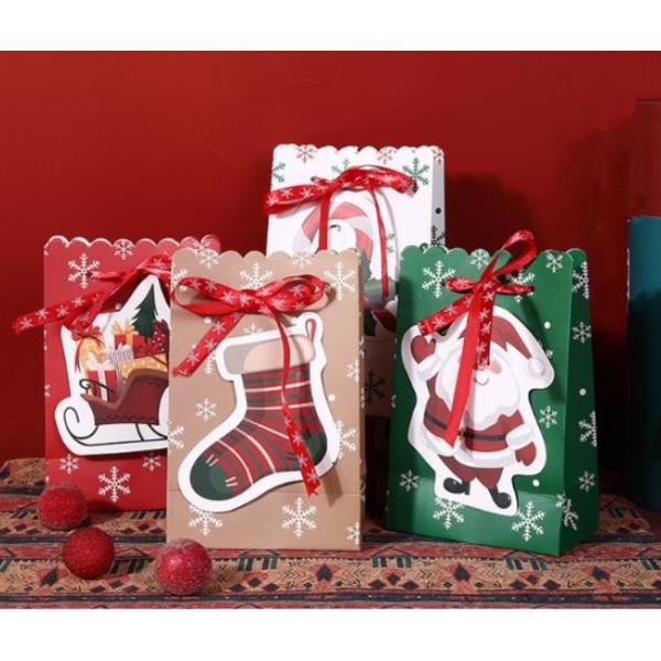 Рождество узла смычка ленты напечатало бумажные мешки для подарка упаковывая 5g/Pcs