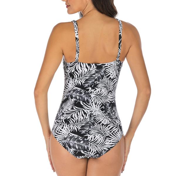 Купальный костюм лист банана белых сексуальных девушек Swimwear цельных черный