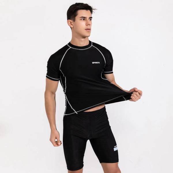 Traje nadador masculino Sleeved curto do roupa de banho de duas partes simples dos homens