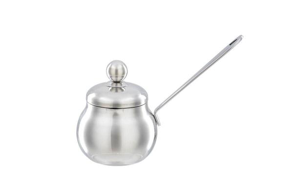 Middle east type  stainless steel silver  milk cup with lid and stainless steel handle& coffee pot