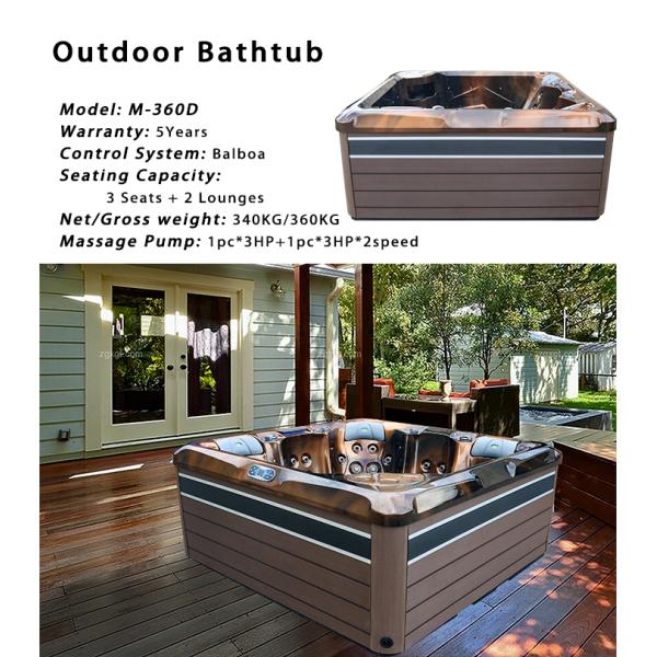 Outside Garden Home Outdoor Acrylic Spa Hot Tub With LED Lights And Bluetooth