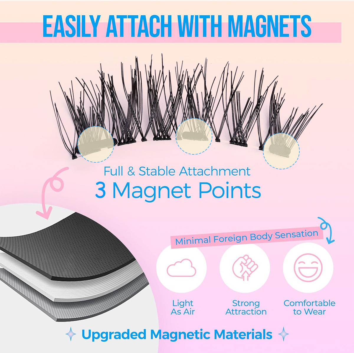 OEM ODM Handmade Reusable CC Magnetic Reusable Lashes With Applicator Soft Full Strip Lash