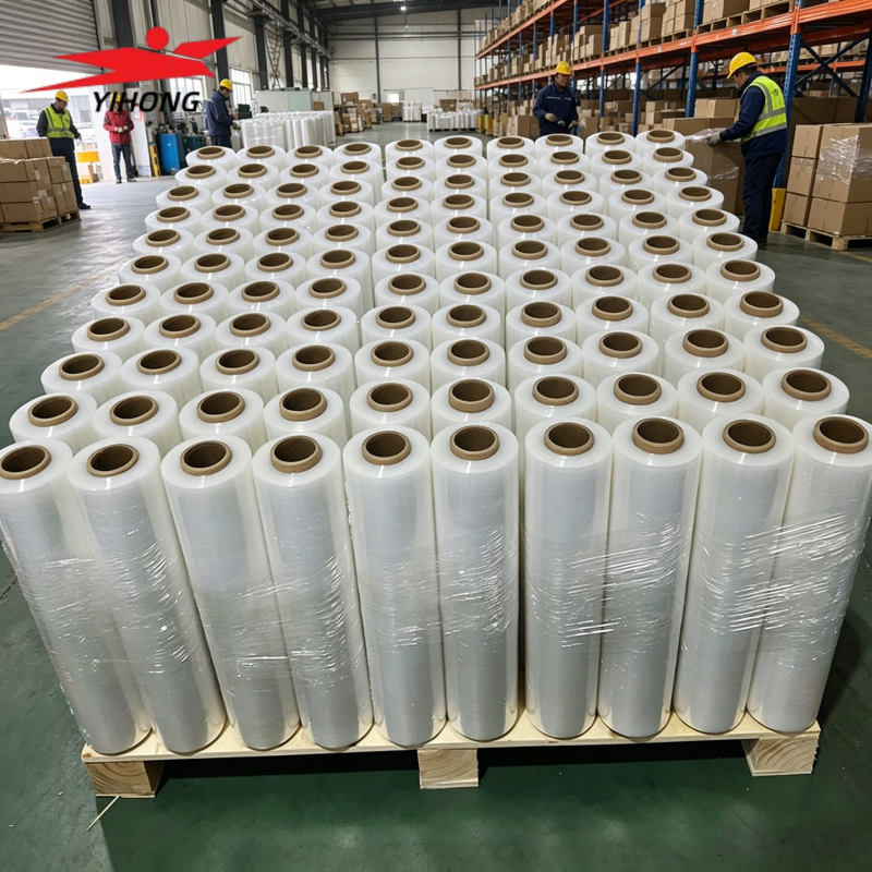 YIHONG Manufacturer Price Transparent PE Plastic Stretch Wrap Film Factory Packaging Material LLDPE Shrink Wrap Roll