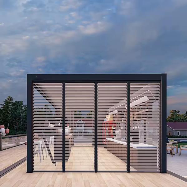 Easy To Install And UV Protection Outdoor Aluminium Pergola With Retractable Canopy