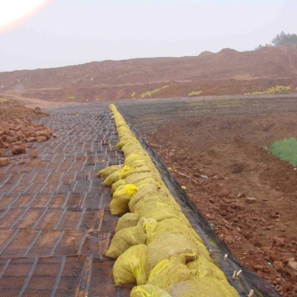 Soil Reinforcement Uniaxial Plastic Geogrid 35KNm Black Retaining Wall Grid