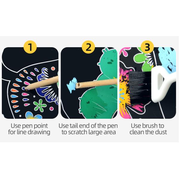 Волшебные искусства бумаги притяжки сцены животных производят крася покрытое черное