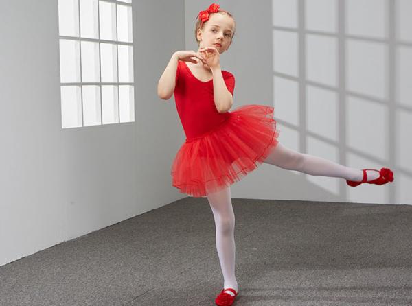 Children cotton ballet skirt girls clothes children's short sleeve dance leotard costumes veil dress