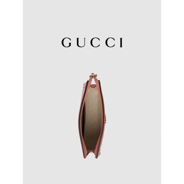 Mini Pink Canvas Leather Ophidia Gucci Clutch Pouch With Zip Closure